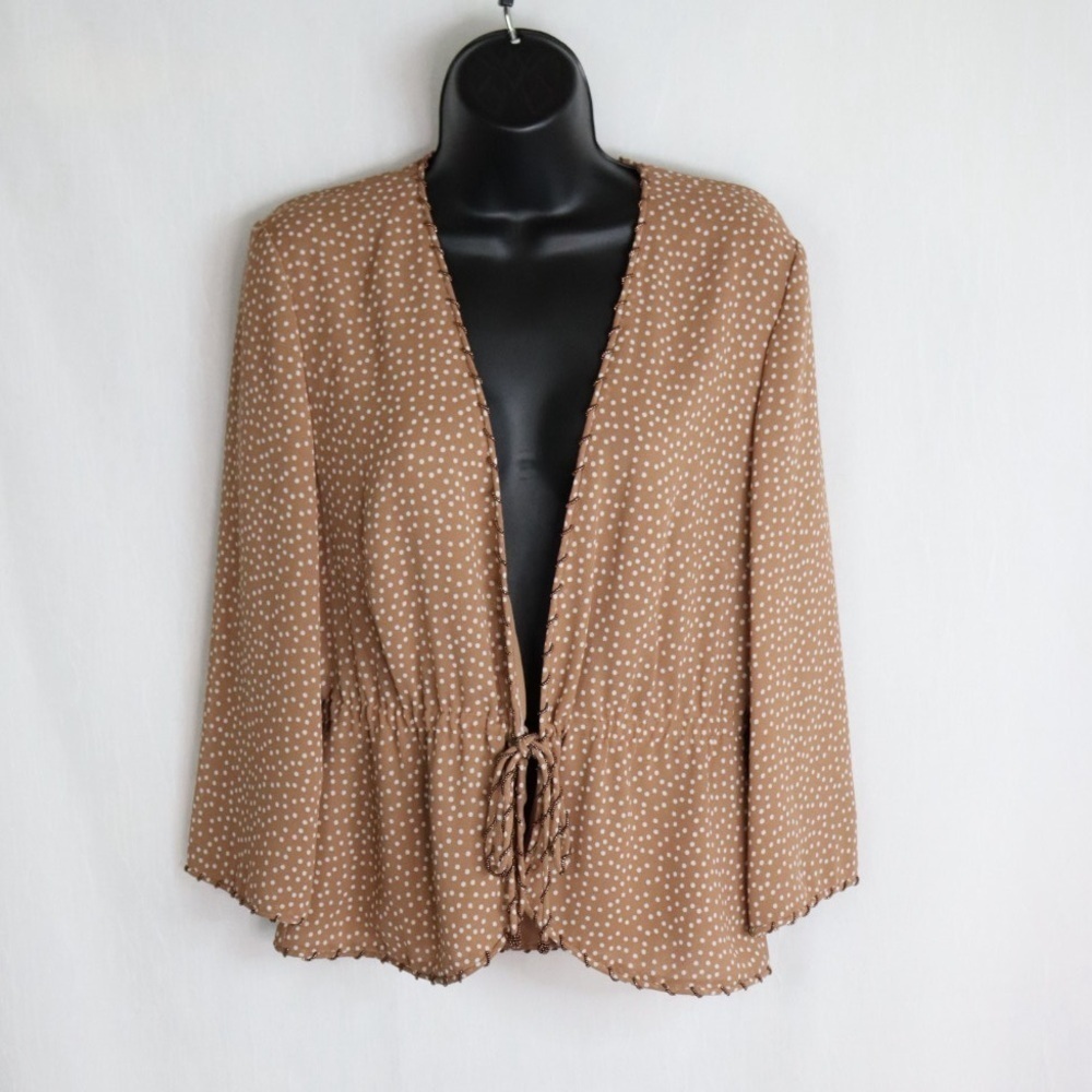 JACQUES VERT Tie Front Polka Dot Blouse with Chain detail